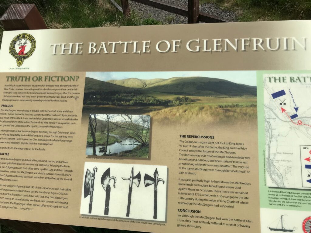 Battle of Glen Fruin info board