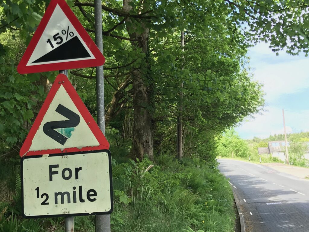 Steep hill out of Garelochhead -Loch Lomond West Glens route