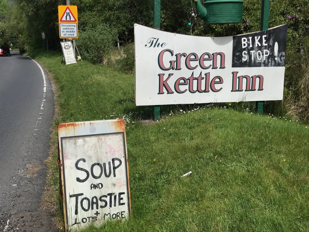 The Green Kettle Inn signs -Loch Lomond West Glens route