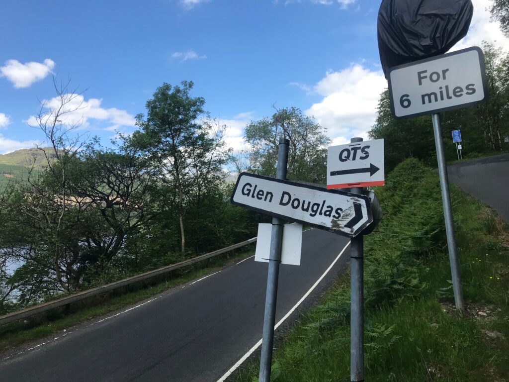 Access road to Glen Douglas -Loch Lomond West Glens route