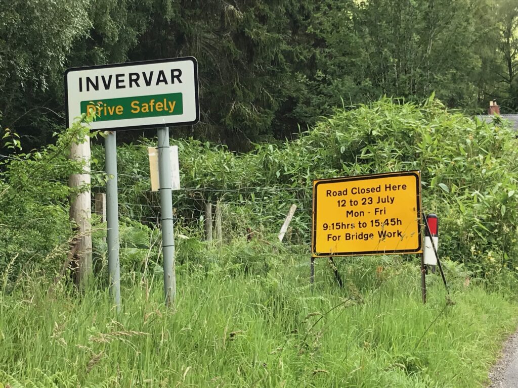 Road closure at Invervar, Glen Lyon -Cycling Ben Lawers, Glen Lyon & Loch Tay on 13 Jul 21