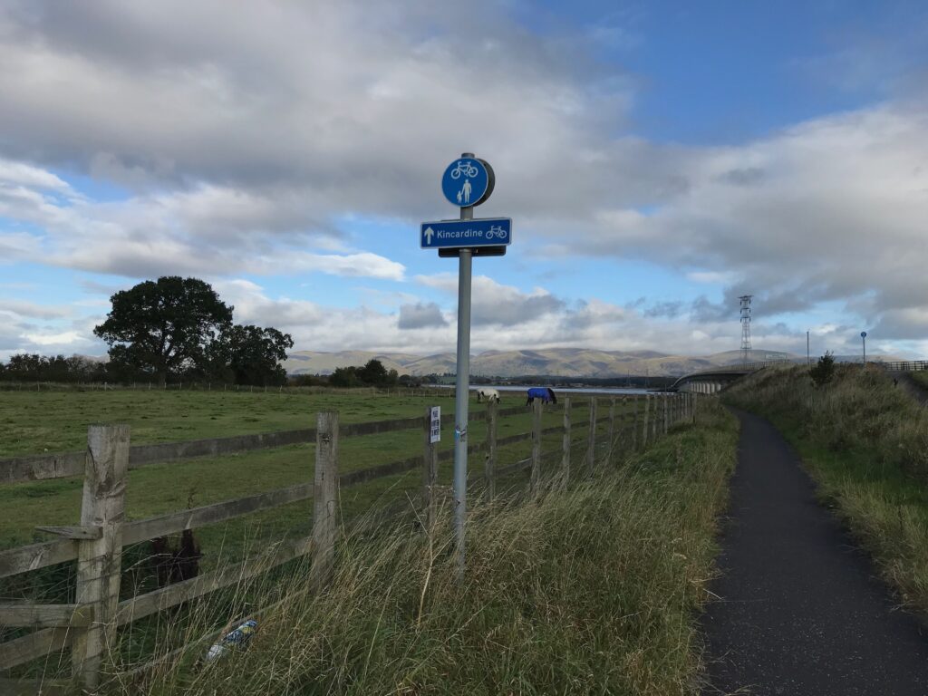 Local cycle sign - Cycling Aound the Firth of Forth on 7 Oct 20